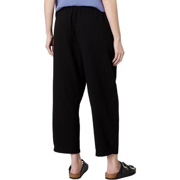 Mododoc Relaxed Fit Cropped Pants Gauze Lightweight Elastic Waist Black NWT Sz S - Picture 3 of 9